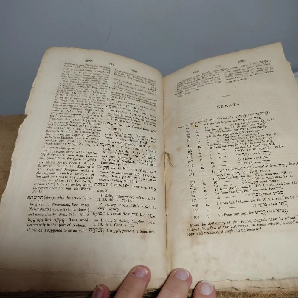 1824 Hebrew English‎ Lexicon Old Testament Josiah Gibbs Gesenius Antiquarian